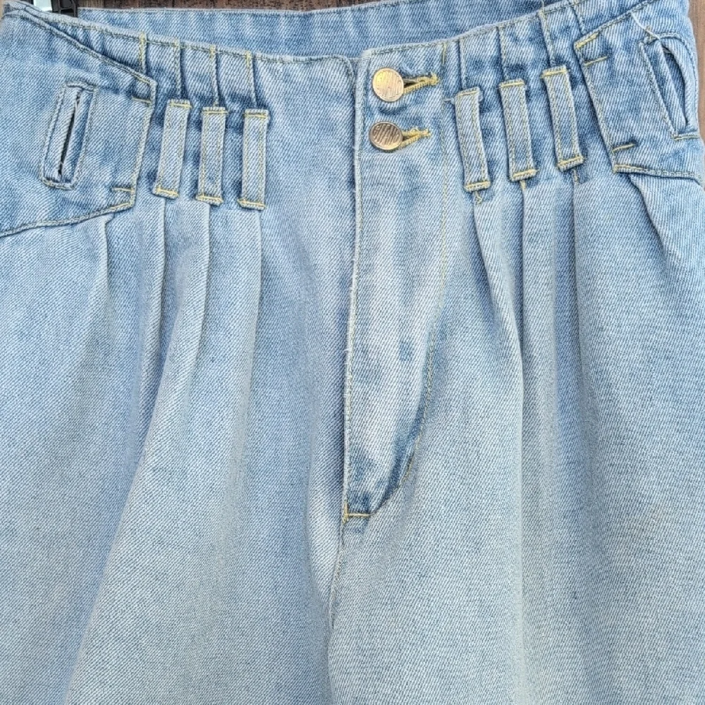 Gitano Vintage Yoke High Waist Blue Jean Shorts Retro Style 5/6